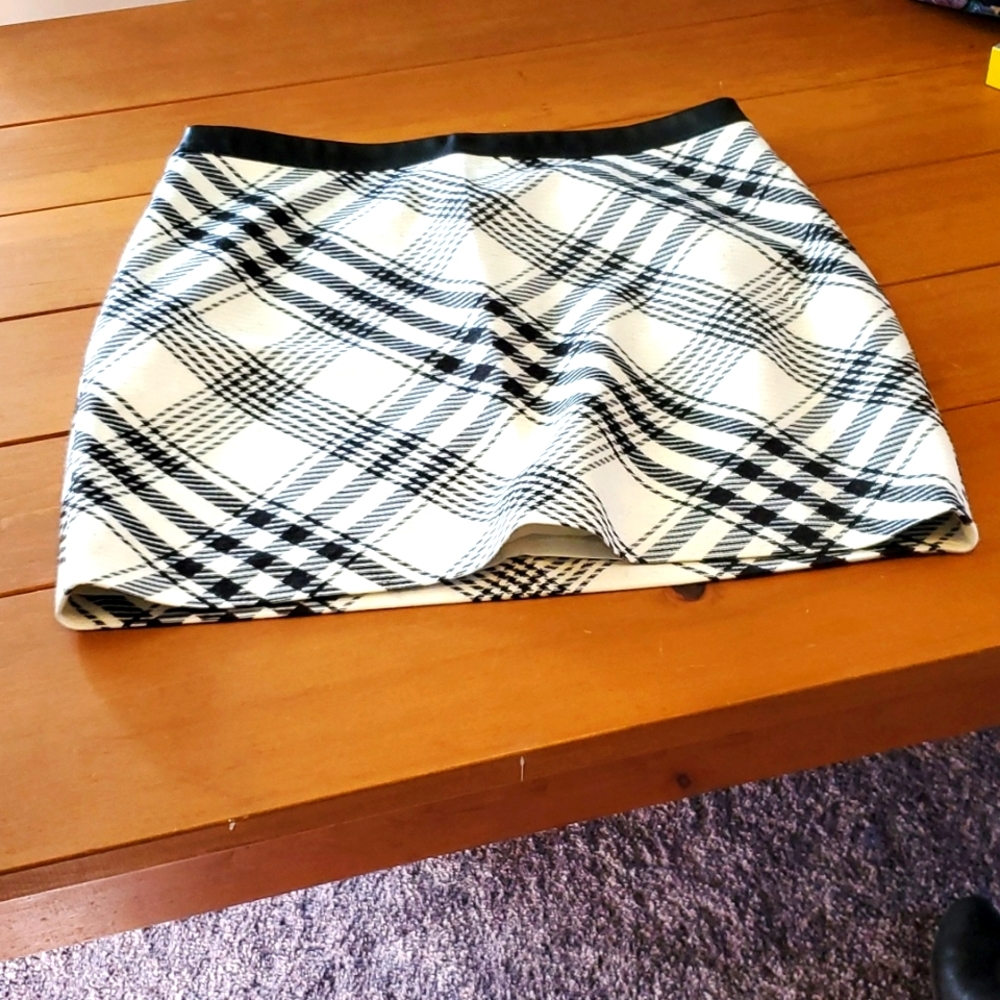 Plaid Black and White Mini Skirt